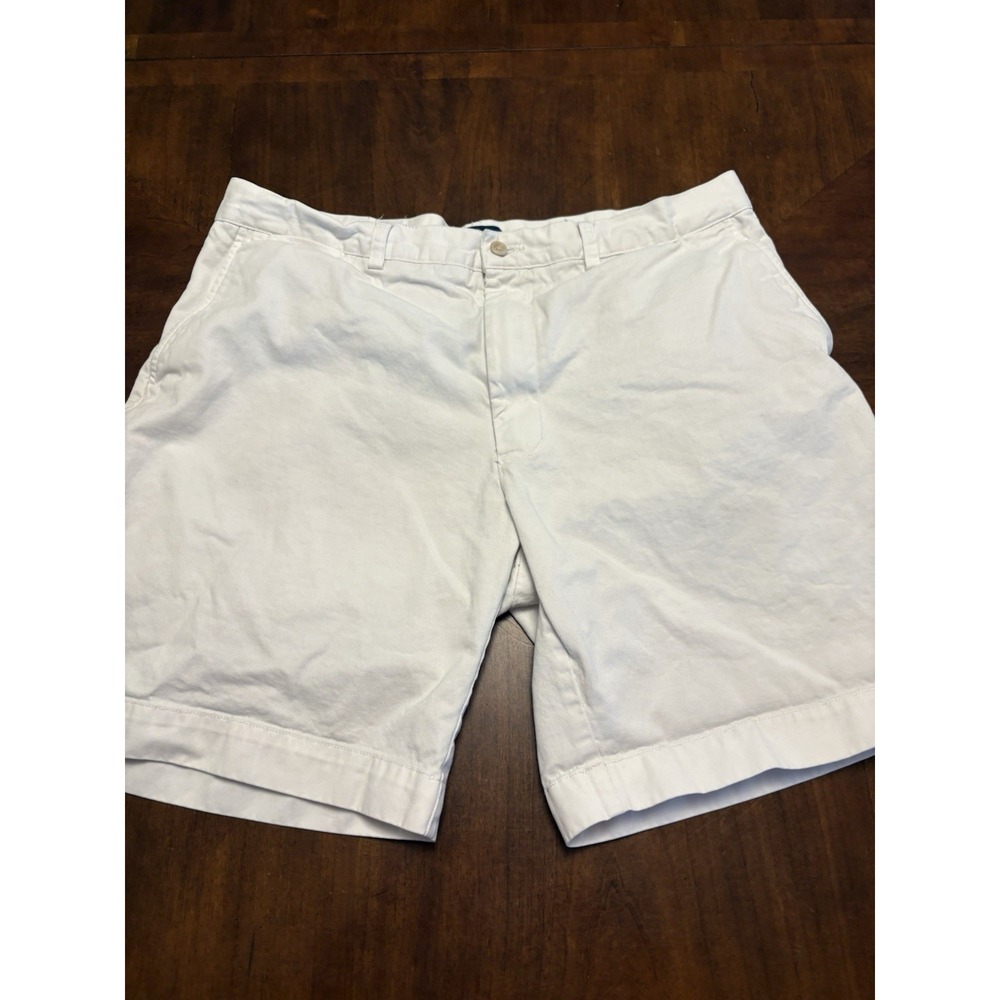 Polo Ralph Lauren Chino Shorts Men 38 White Flat Front Cuffed Cotton Canvas